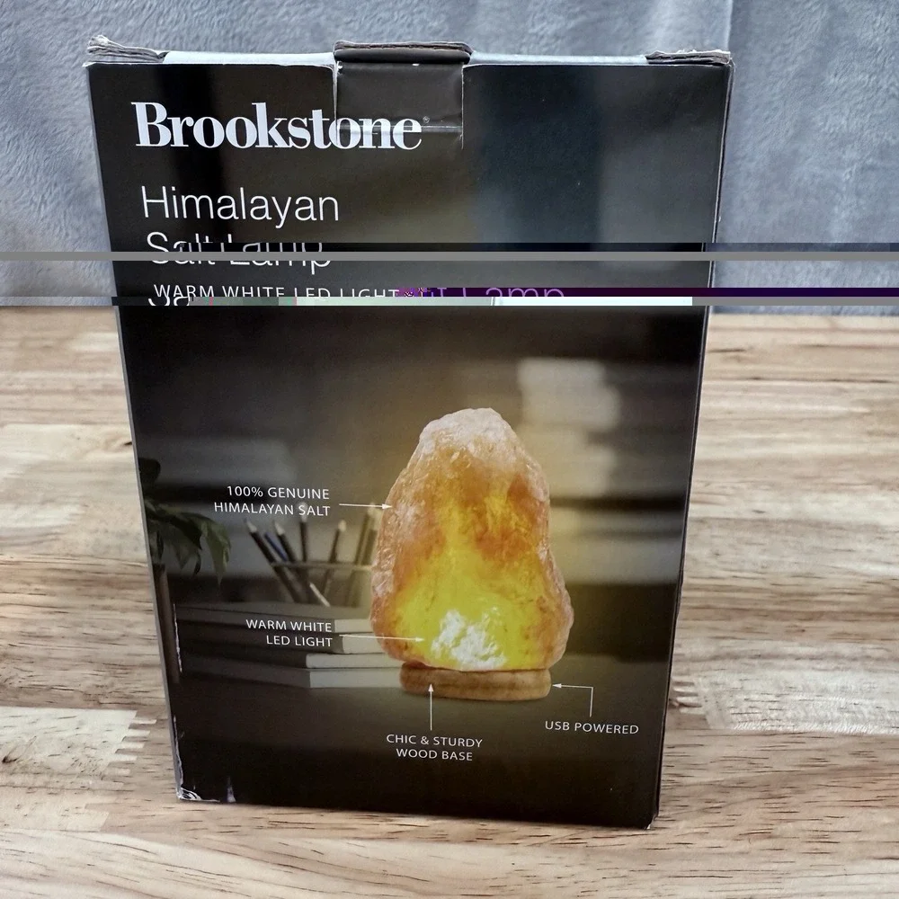 Brookstone Himalayan Salt Lamp Warm White LED Natural Glow Light NWT Decor